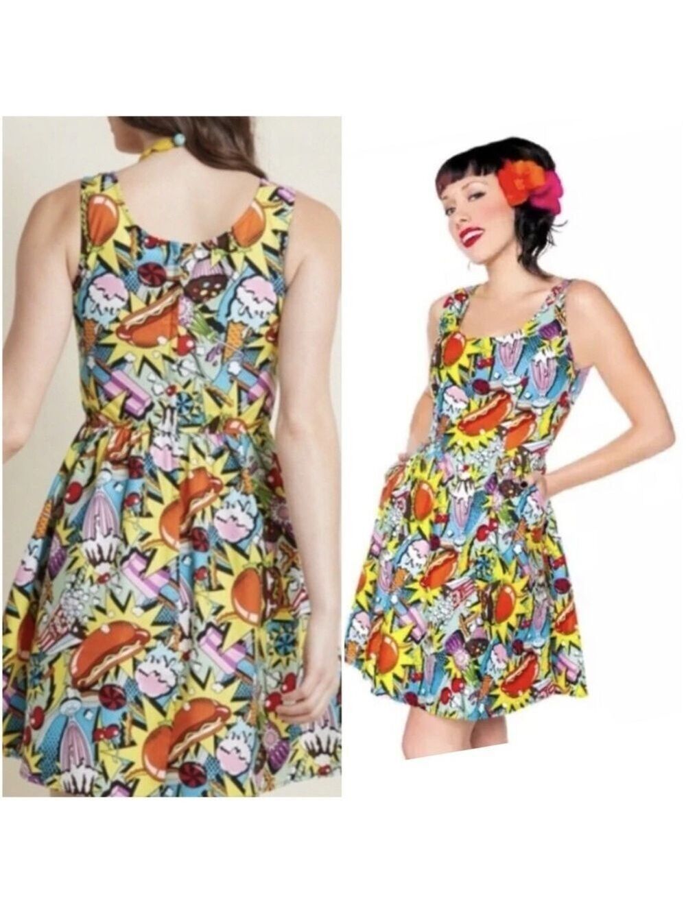 Folter Dress Good Enough To Eat Comic A-line Fit & Flare
W/pockets Dress Sz S